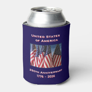 250th Anniversary USA Patriotic American Flags Can Cooler