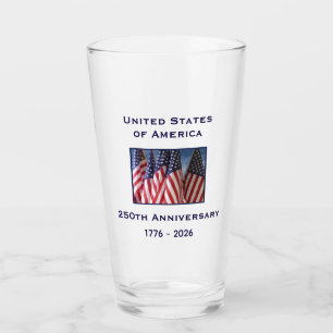 250th Anniversary USA Patriotic American Flags Glass