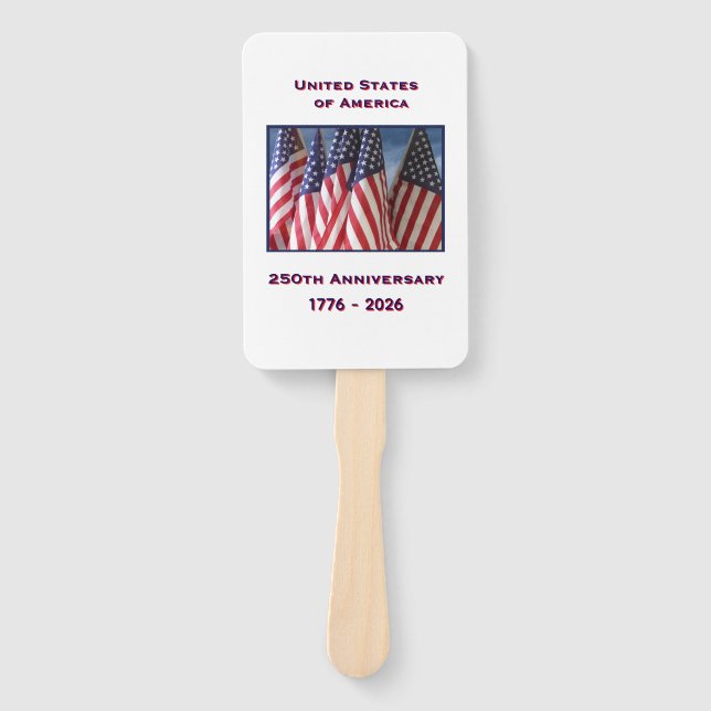 250th Anniversary USA Patriotic American Flags Hand Fan (Front)