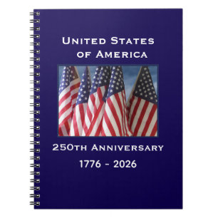250th Anniversary USA Patriotic American Flags Notebook