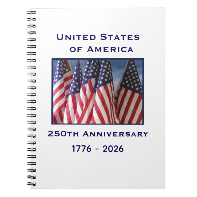 250th Anniversary USA Patriotic American Flags Notebook (Front)