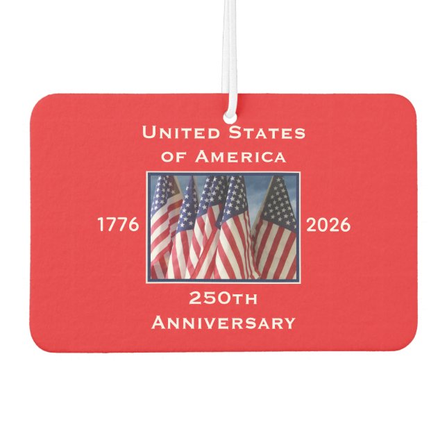 250th Anniversary USA Patriotic American Red Car Air Freshener (Front)