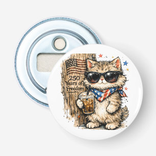 250th Anniversary USA Patriotic Cat Iced Coffee Bottle Opener