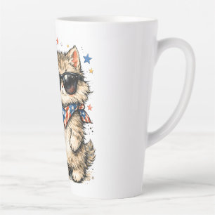 250th Anniversary USA Patriotic Cat Iced Coffee  Latte Mug