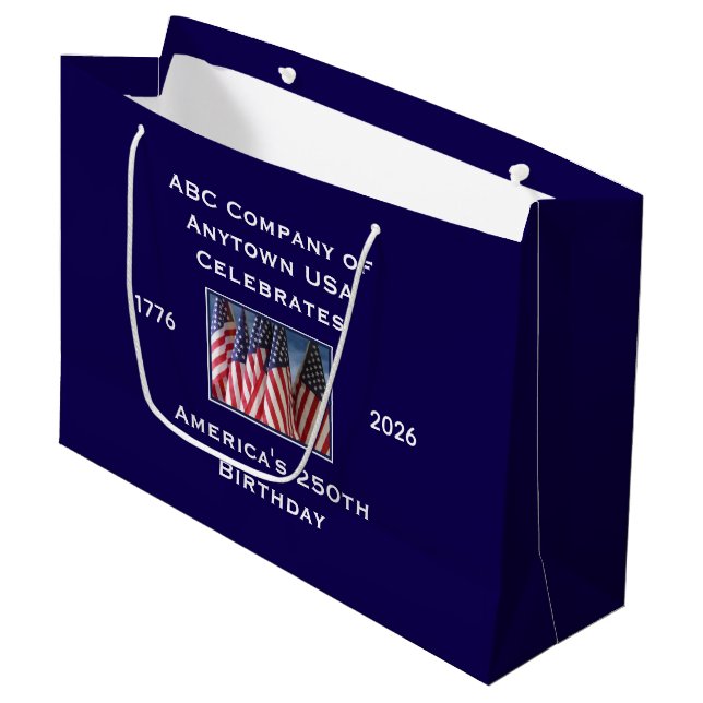 250th Anniversary USA Patriotic Flags  Large Gift Bag (Front Angled)