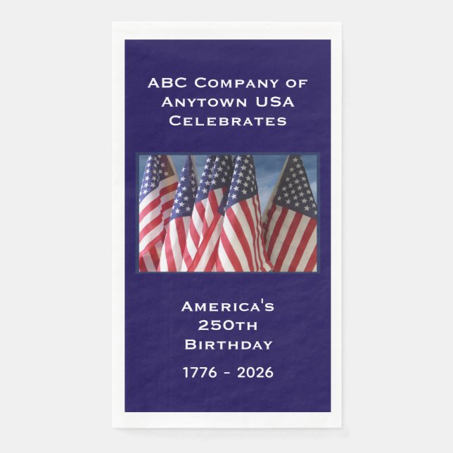 250th Anniversary USA Patriotic Flags Paper Napkin (Front)