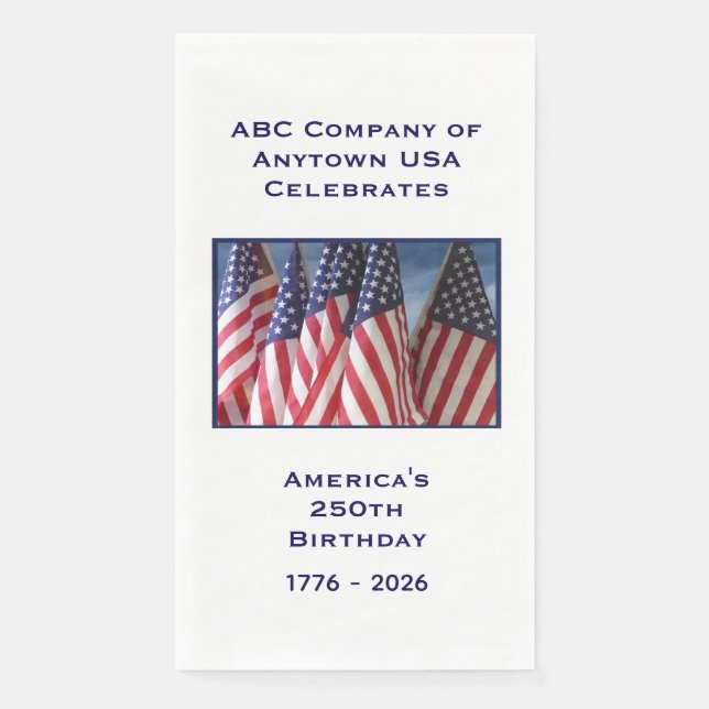 250th Anniversary USA Patriotic Flags Paper Napkin (Front)