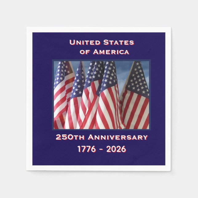 250th Anniversary USA Patriotic Flags Paper Napkin (Front)