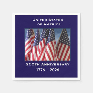 250th Anniversary USA Patriotic Flags Paper Napkin