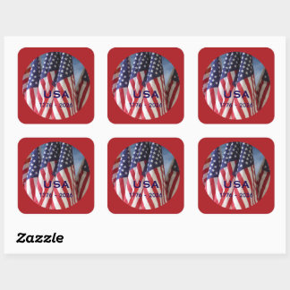 250th Anniversary USA Patriotic Flags Premium Square Sticker
