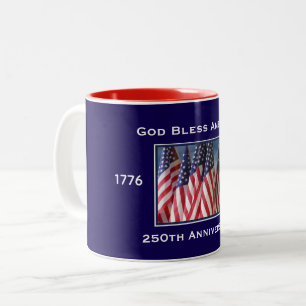 250th Anniversary USA Patriotic God Bless America Two-Tone Coffee Mug