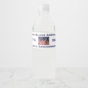 250th Anniversary USA Patriotic God Bless America Water Bottle Label