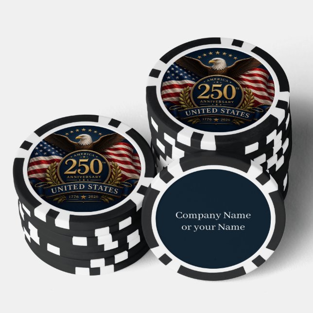 250th Anniversary USA Patriotic Keepsake Poker Chips (Stack)