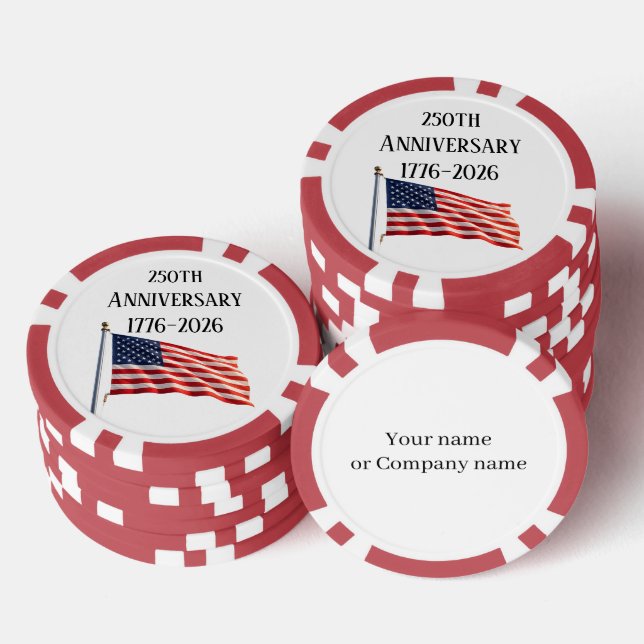 250th Anniversary USA Patriotic Keepsake Poker Chips (Stack)