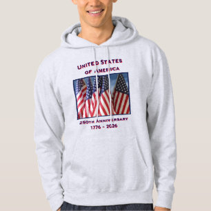 250th Anniversary USA Patriotic Light Grey Hoodie