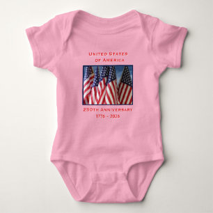 250th Anniversary USA Patriotic Pink Baby Bodysuit