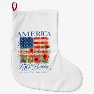 250th Anniversary USA Women 4th of July America 25 Large Christmas Stocking