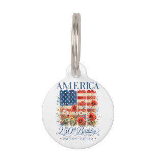 250th Anniversary USA Women 4th of July America 25 Pet Tag