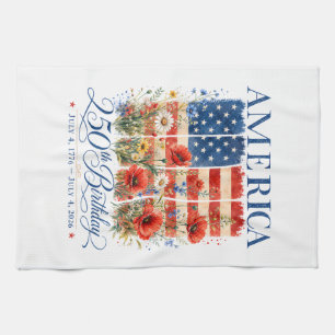 250th Anniversary USA Women 4th of July America 25 Tea Towel