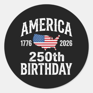 250th Birthday 250 Years American 1776 2026 USA Classic Round Sticker