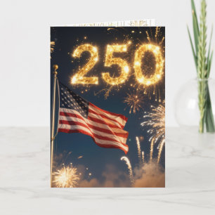 250th Birthday 4th of July Fireworks Card