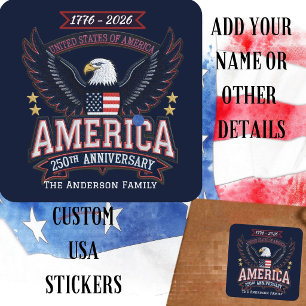 250th Birthday Celebration Custom Square Sticker