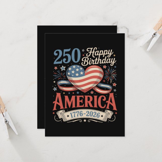  250th Birthday USA 250 Years Invitation (Front/Back In Situ)