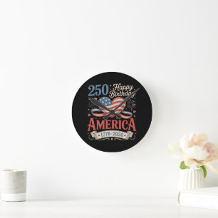  250th Birthday USA 250 Years Round Clock