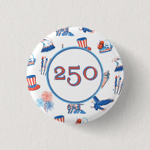 250th Fourth of July Patriotic Watercolor Party 3 Cm Round Badge