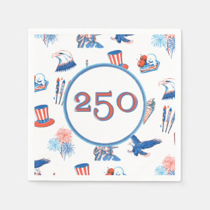 250th Fourth of July Patriotic Watercolor Party Napkin