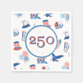 250th Fourth of July Patriotic Watercolor Party Napkin