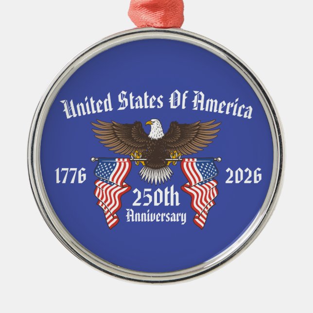 250th USA Anniversary 4th Of July Independence Day Metal Tree Decoration (Front)