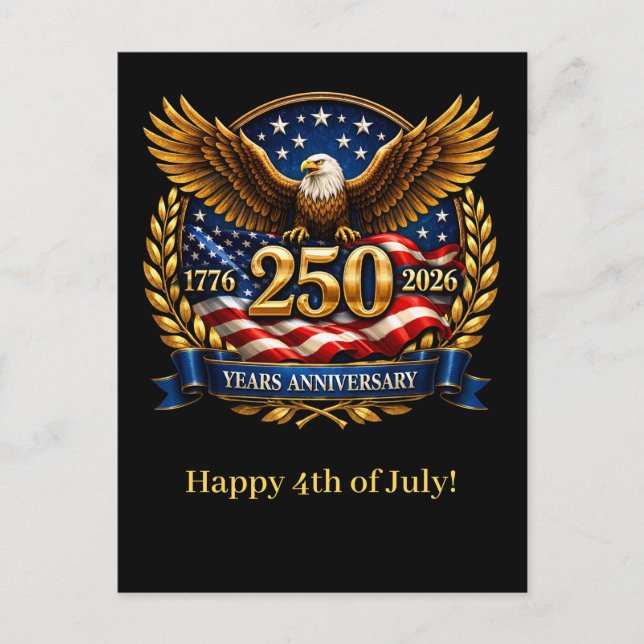 250th USA Anniversary Eagle Emblem  Holiday Postcard (Front)