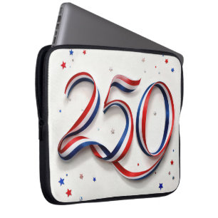 250th USA Birthday Patriotic Ribbon and Stars Laptop Sleeve