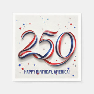 250th USA Birthday Patriotic Ribbon and Stars Napkin