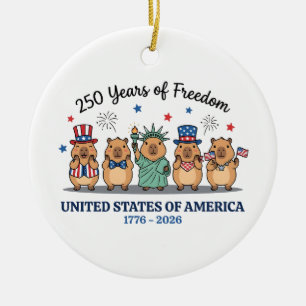 250th year of independence of USA, capybara Ceramic Tree Decoration