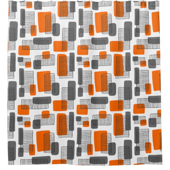 251215 - Orange and Grey Shower Curtain (Front)