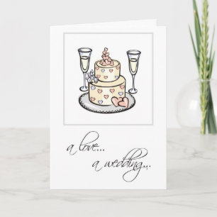 2598 Religious Cake Glasses Wedding Congratulation Card