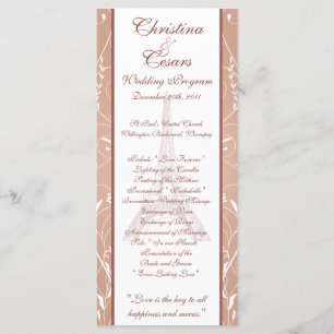 25 4 x 9 Wedding Program Floral Spiral in Paris Programme