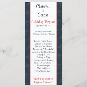 25 4x9 Wedding Program Aeroplane Flight Blue/Red Programme