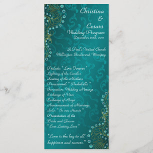 25 4x9 Wedding Program Arabian Teal Programme