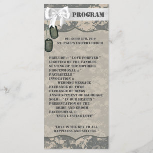 25 4x9 Wedding Program ARMY ACU Uniform Camo Camou Programme