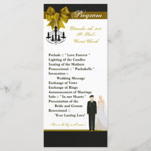 25 4x9 Wedding Program ARMY Uniform Groom Bride Programme