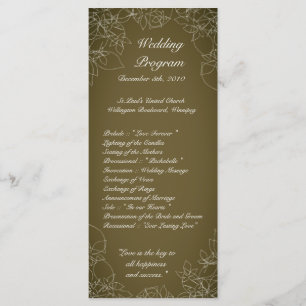 25 4x9 Wedding Program Autumn Floral Fall Brown Programme