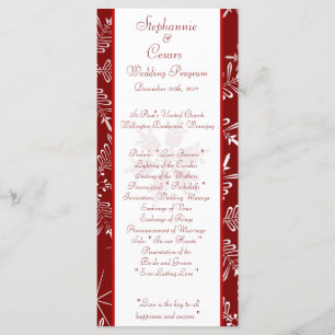 25 4x9 Wedding Program Christmas Red Snowflakes Programme
