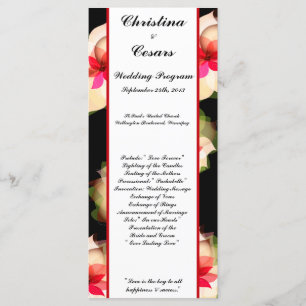 25 4x9 Wedding Program Colourful Lotus Flower blac Programme