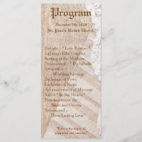 25 4x9 Wedding Program Country Lace Handkerchief