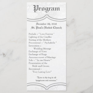 25 4x9 Wedding Program Country White Lace Print Programme