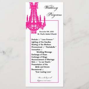 25 4x9 Wedding Program Crystal Chandelier Glitz Programme