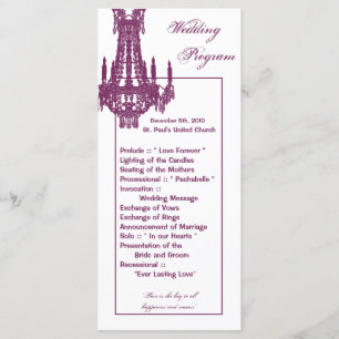 25 4x9 Wedding Program Crystal Chandelier Glitz Programme